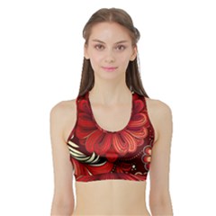 Bohemian Flower Drop Sports Bra With Border by HWDesign