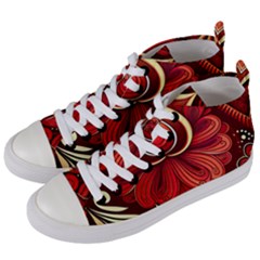 Bohemian Flower Drop Women s Mid-top Canvas Sneakers by HWDesign