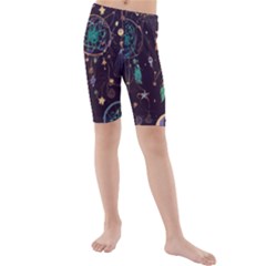 Bohemian  Stars, Moons, And Dreamcatchers Kids  Mid Length Swim Shorts by HWDesign