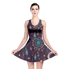 Bohemian  Stars, Moons, And Dreamcatchers Reversible Skater Dress by HWDesign