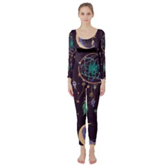 Bohemian  Stars, Moons, And Dreamcatchers Long Sleeve Catsuit