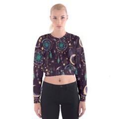 Bohemian  Stars, Moons, And Dreamcatchers Cropped Sweatshirt