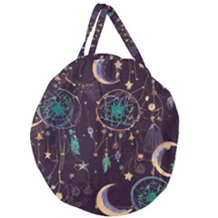 Bohemian  Stars, Moons, And Dreamcatchers Giant Round Zipper Tote by HWDesign