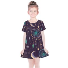 Bohemian  Stars, Moons, And Dreamcatchers Kids  Simple Cotton Dress