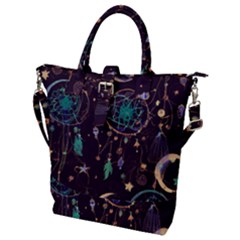 Bohemian  Stars, Moons, And Dreamcatchers Buckle Top Tote Bag by HWDesign