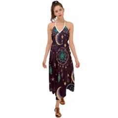 Bohemian  Stars, Moons, And Dreamcatchers Halter Tie Back Dress  by HWDesign