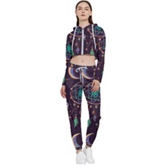 Bohemian  Stars, Moons, And Dreamcatchers Cropped Zip Up Lounge Set by HWDesign