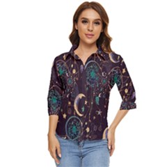 Bohemian  Stars, Moons, And Dreamcatchers Women s Quarter Sleeve Pocket Shirt