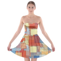 Art Abstract Rectangle Square Strapless Bra Top Dress