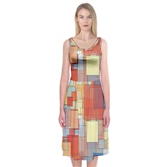 Art Abstract Rectangle Square Midi Sleeveless Dress