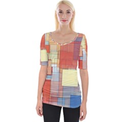 Art Abstract Rectangle Square Wide Neckline Tee