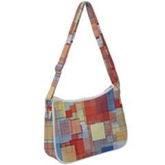 Art Abstract Rectangle Square Zip Up Shoulder Bag by Ravend