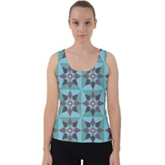 Floral Pattern Floral Motif Velvet Tank Top