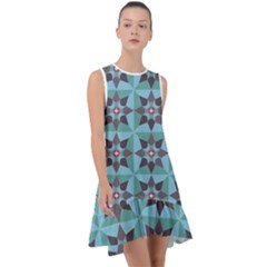 Floral Pattern Floral Motif Frill Swing Dress