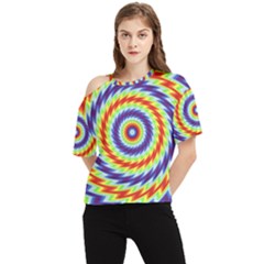 Mandala Kaleidoscope Background One Shoulder Cut Out Tee by Ravend