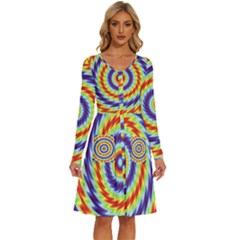 Mandala Kaleidoscope Background Long Sleeve Dress With Pocket