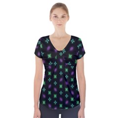 Pattern Background Bright Pattern Short Sleeve Front Detail Top