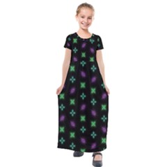 Pattern Background Bright Pattern Kids  Short Sleeve Maxi Dress