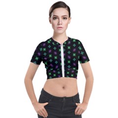 Pattern Background Bright Pattern Short Sleeve Cropped Jacket