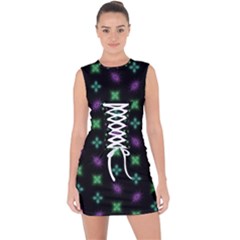 Pattern Background Bright Pattern Lace Up Front Bodycon Dress