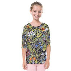 Mosaic Background Pattern Texture Kids  Quarter Sleeve Raglan Tee