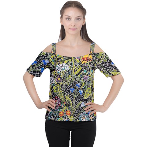 Mosaic Background Pattern Texture Cutout Shoulder Tee by Ravend