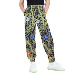 Mosaic Background Pattern Texture Kids  Elastic Waist Pants by Ravend