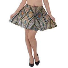 Church Ceiling Mural Architecture Velvet Skater Skirt by Ravend