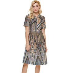 Church Ceiling Mural Architecture Button Top Knee Length Dress by Ravend