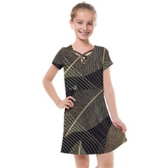 Leaves Nature Art Design Pattern Kids  Cross Web Dress by Ravend