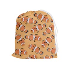 Fish Clownfish Orange Background Drawstring Pouch (xl)