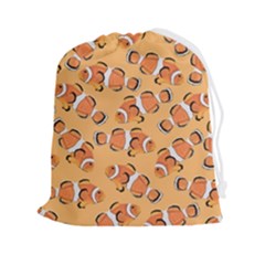 Fish Clownfish Orange Background Drawstring Pouch (2xl) by Ravend