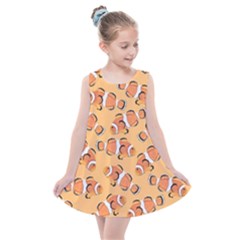Fish Clownfish Orange Background Kids  Summer Dress