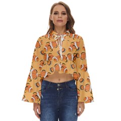 Fish Clownfish Orange Background Boho Long Bell Sleeve Top