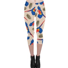 Bird Animals Parrot Pattern Capri Leggings  by Ravend