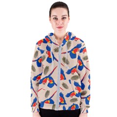 Bird Animals Parrot Pattern Women s Zipper Hoodie