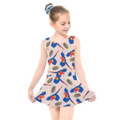 Bird Animals Parrot Pattern Kids  Skater Dress Swimsuit