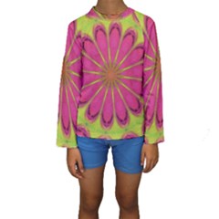 Floral Art Design Pattern Kids  Long Sleeve Swimwear by Ravend