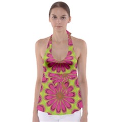 Floral Art Design Pattern Babydoll Tankini Top