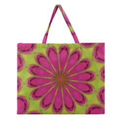 Floral Art Design Pattern Zipper Large Tote Bag