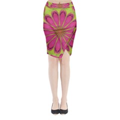 Floral Art Design Pattern Midi Wrap Pencil Skirt by Ravend