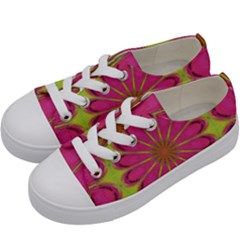 Floral Art Design Pattern Kids  Low Top Canvas Sneakers by Ravend