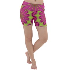 Floral Art Design Pattern Lightweight Velour Yoga Shorts