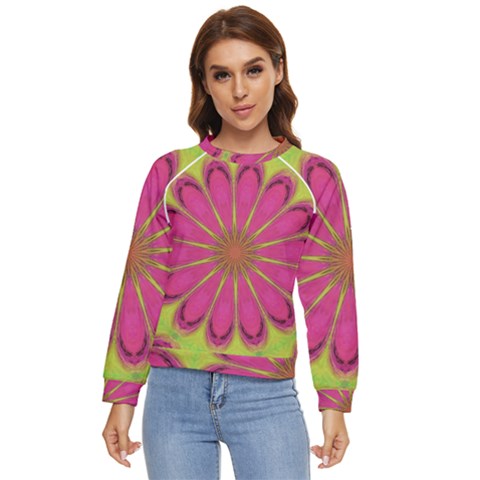 Floral Art Design Pattern Women s Long Sleeve Raglan Tee by Ravend