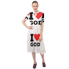 I love god Keyhole Neckline Chiffon Dress