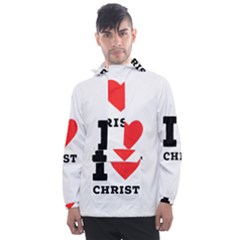 I Love Christ Men s Front Pocket Pullover Windbreaker by ilovewhateva