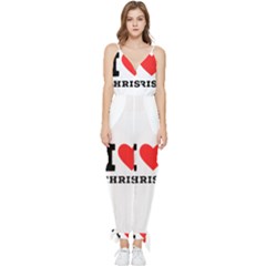 I Love Christ Sleeveless Tie Ankle Chiffon Jumpsuit by ilovewhateva
