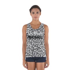 Question Mark Typographic Motif Random Pattern Sport Tank Top 