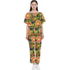 Fruits Star Blueberry Cherry Leaf Batwing Lightweight Chiffon Jumpsuit by Pakemis