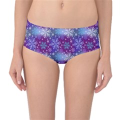 Snow White Blue Purple Tulip Mid-waist Bikini Bottoms by Pakemis